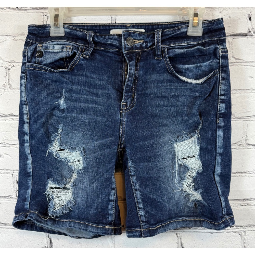 KanCan Distressed Denim Shorts Ripped Dark Wash Blue Jean Shorts size 27